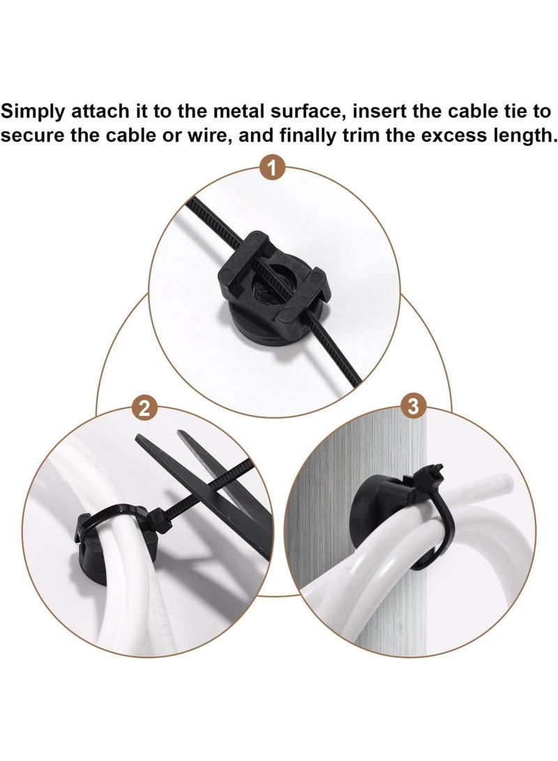 SYOSI Magnetic Cable Tie Mounts, Strong Magnet Base Holders for Zip Ties, Multipurpose Wire Organizer for Home, Office, Car, and Boat Electrical Management, Useful Cable OrganizersTools (Black, 10 Units) - Image 5