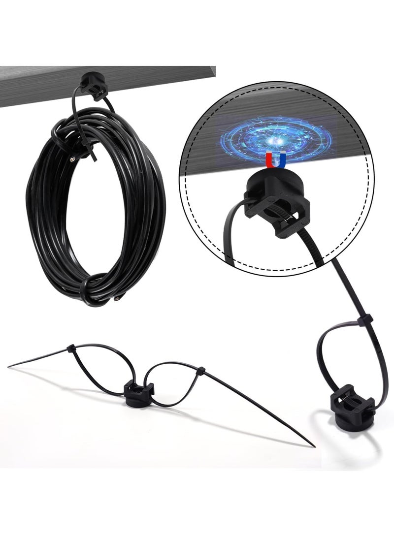 SYOSI Magnetic Cable Tie Mounts, Strong Magnet Base Holders for Zip Ties, Multipurpose Wire Organizer for Home, Office, Car, and Boat Electrical Management, Useful Cable OrganizersTools (Black, 10 Units) - Image 2
