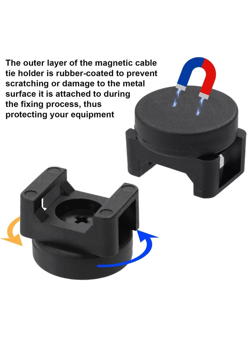 SYOSI Magnetic Cable Tie Mounts, Strong Magnet Base Holders for Zip Ties, Multipurpose Wire Organizer for Home, Office, Car, and Boat Electrical Management, Useful Cable OrganizersTools (Black, 10 Units) - Image 4