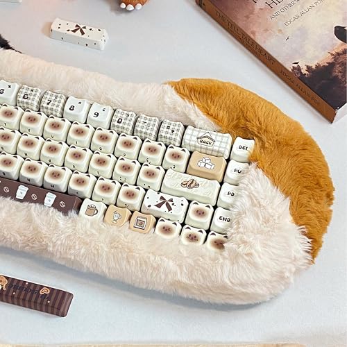 GEKUCAP Coffee Theme Siamese Cat Keycaps, 133 Keys Cute Mao Profile Keycap Dye-Sublimation, Custom Cat Shaped PBT Keycaps for Cherry Gateron MX Swithes Mechanical Gaming Keyboards - Image 5