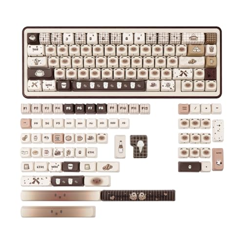 GEKUCAP Coffee Theme Siamese Cat Keycaps, 133 Keys Cute Mao Profile Keycap Dye-Sublimation, Custom Cat Shaped PBT Keycaps for Cherry Gateron MX Swithes Mechanical Gaming Keyboards - Image 2