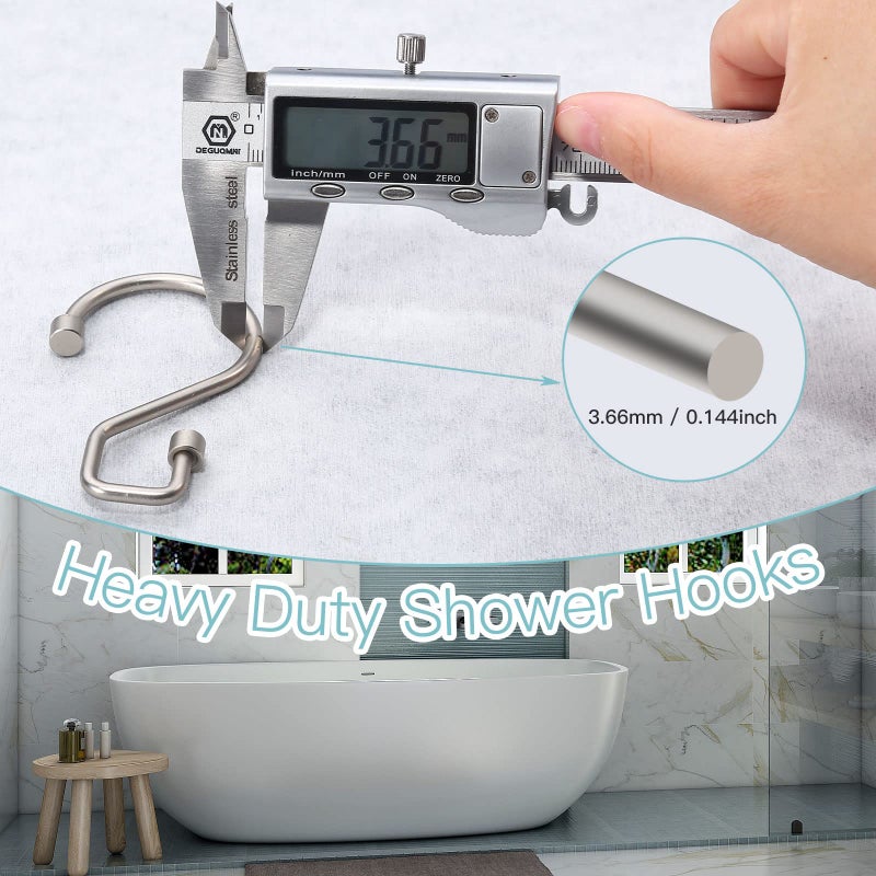 Goowin Shower Curtain Hooks, 12 Pcs S Shape Shower Curtain Rings, Rustproof Black Shower Curtain Rings, Multi-Functional Shower Hooks for Shower Curtain, Clothing, Towels (Matte Nickel) - Image 4