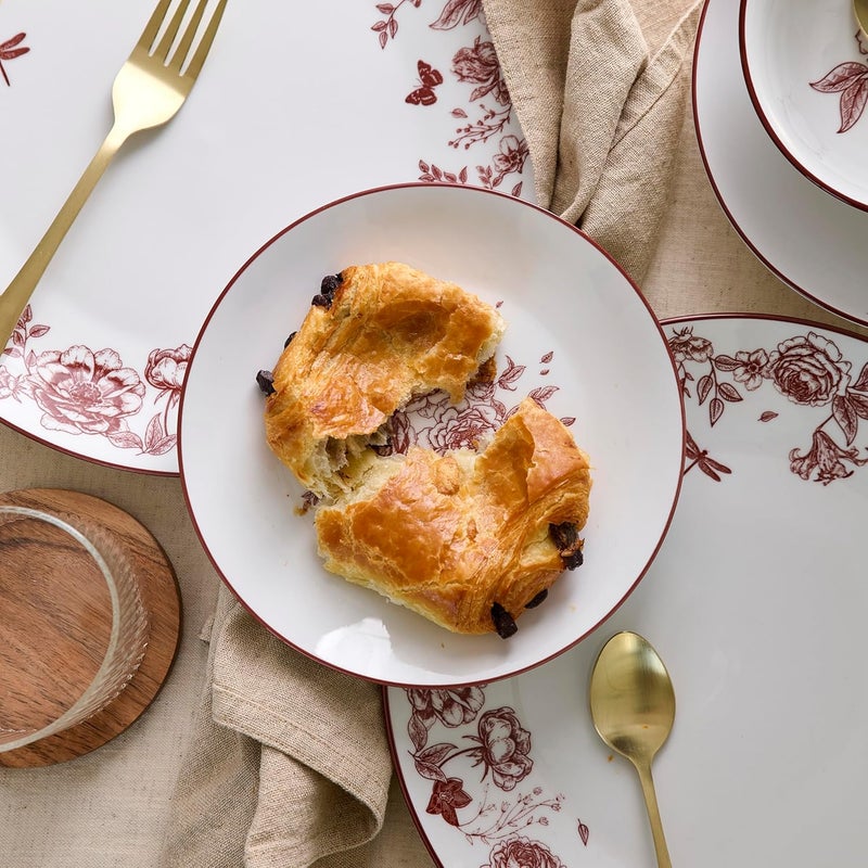 Stone Lain Esme 16Piece Dinnerware Set Porcelain Plates and Bowls Set Dish Set for 4 Cereal and Pasta Bowls Microwave and Dishwasher Safe Red - Image 4