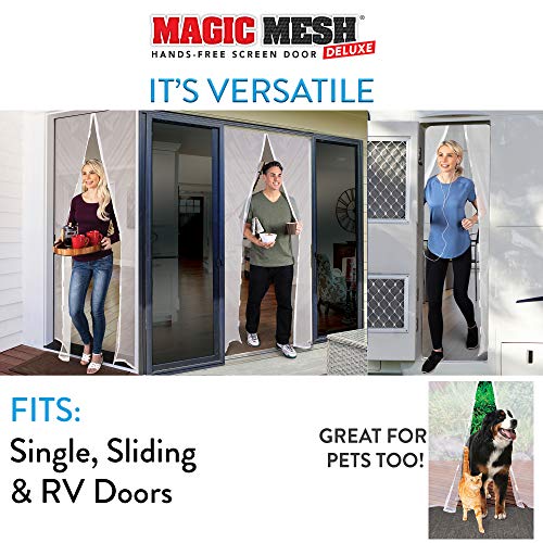 Magic Mesh Deluxe, White | Magnetic Screen Door, Heavy Duty, Magnetic Closure, Door Net, Patio Screen, Sliding Door Screen, Bug Screen for Doorways, Kid & Pet Friendly | Size 39" x 83" (Pack of 1) - Image 5