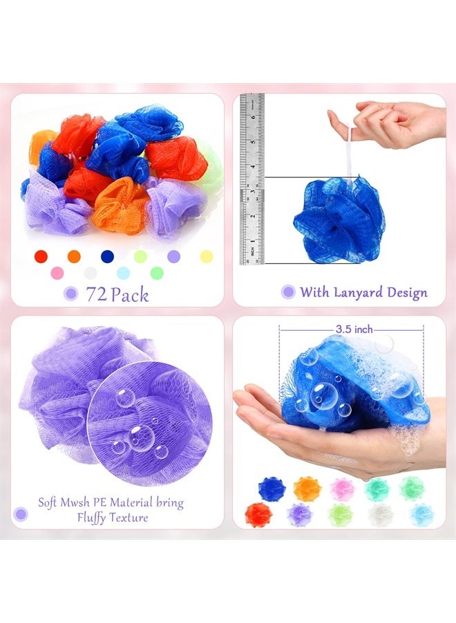 Raiten Small Bath or Shower Sponge Assorted Colors Loofahs Exfoliating Mesh Loofah Sponge Mini Travel Shower Puff Colorful Bath Pouf Body Wash Multi Color Bath Scrubber for Kids Women Baby (72 Pack) - Image 1