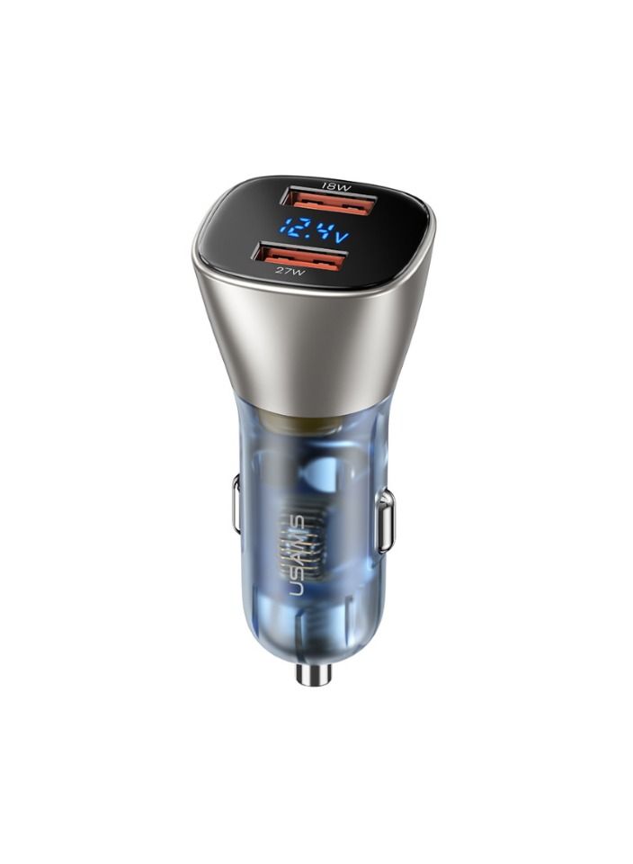 Usams C29 Dual Ports Digital Display Fast Car Charger A+A - Image 1