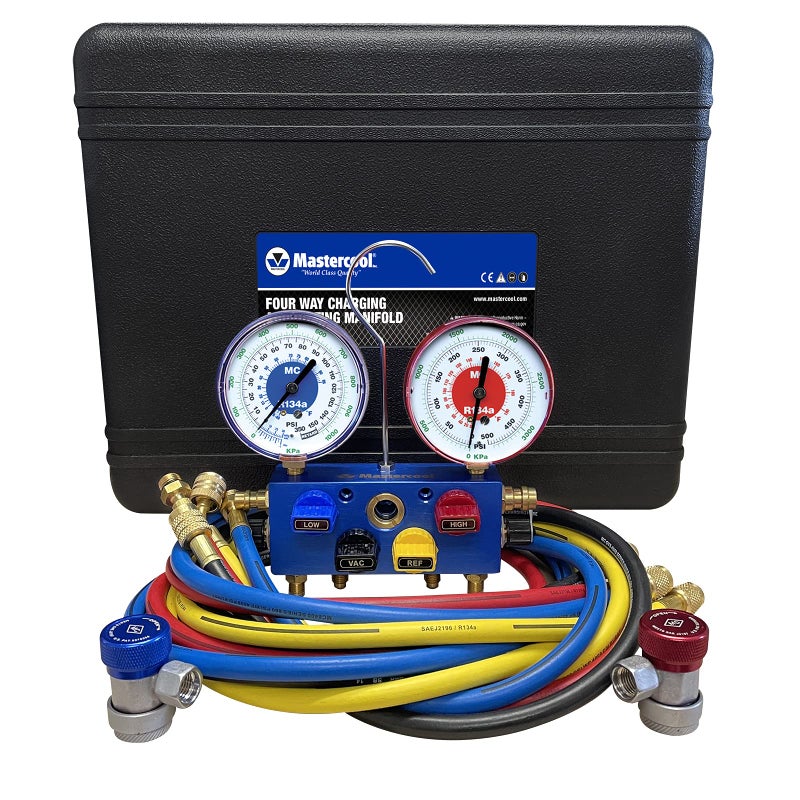 Mastercool 86972 4-Way R134A Manifold Gauge Set, Blue - Image 2