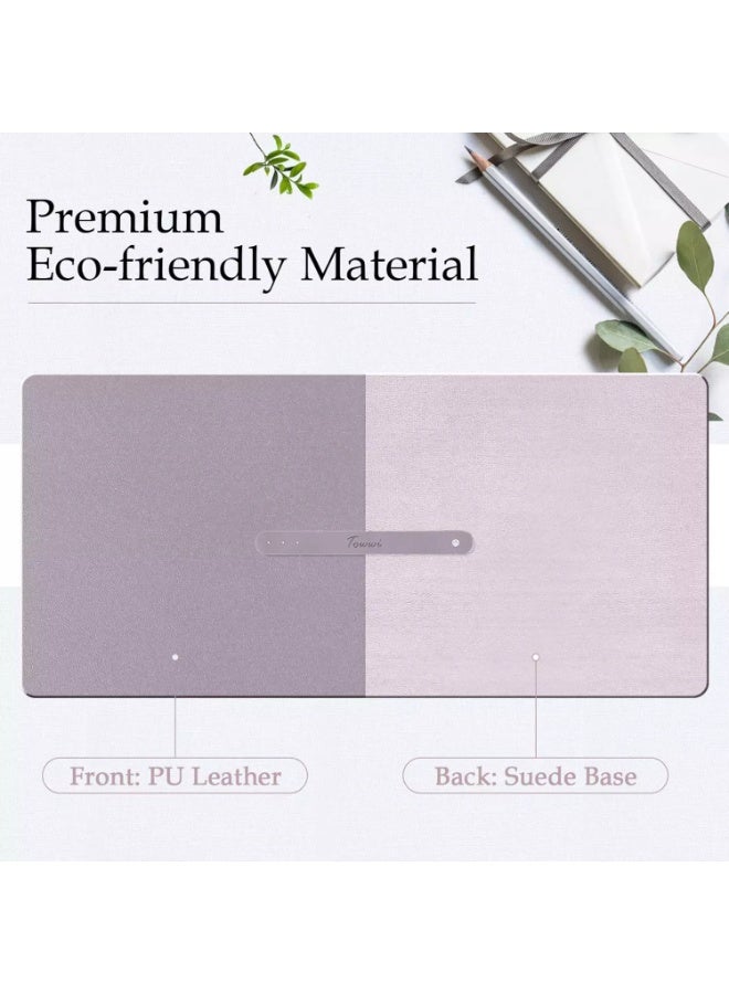 Towwi Desk Pad 90×43cm Waterproof Leather Desk Mat – Large Smooth Surface Mouse & Keyboard Pad (GrayPink) - Image 5
