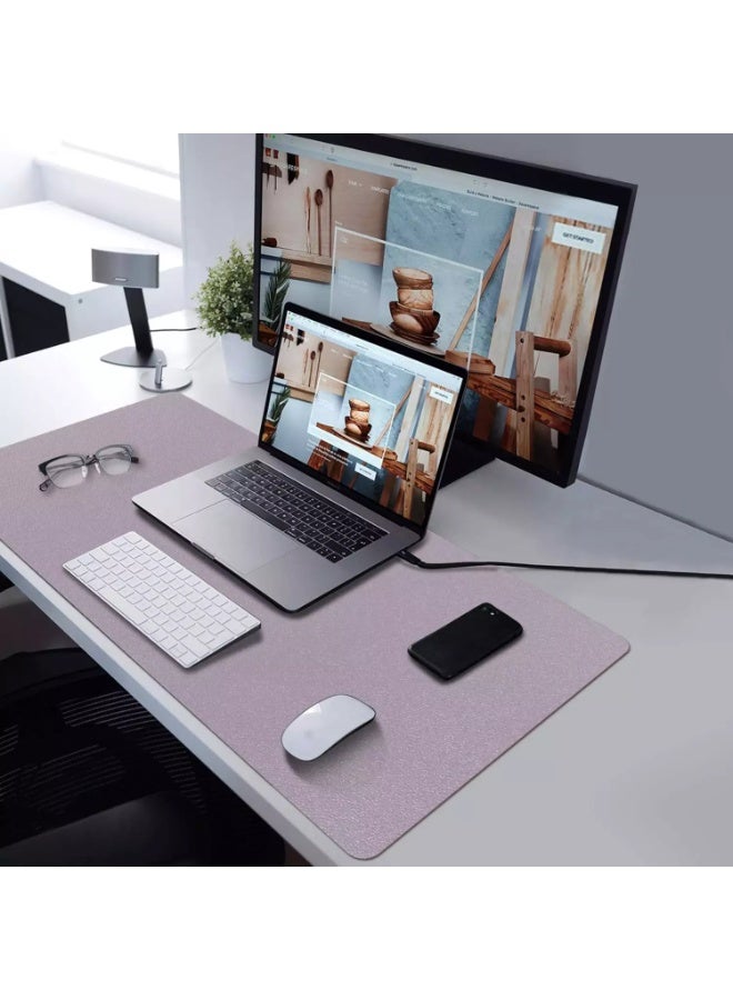 Towwi Desk Pad 90×43cm Waterproof Leather Desk Mat – Large Smooth Surface Mouse & Keyboard Pad (GrayPink) - Image 2