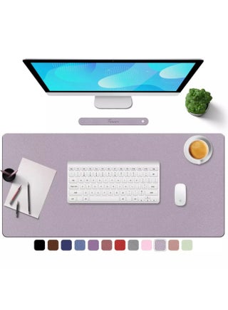 Desk Pad 90×43cm Waterproof Leather Desk Mat – Large Smooth Surface Mouse & Keyboard Pad (GrayPink)