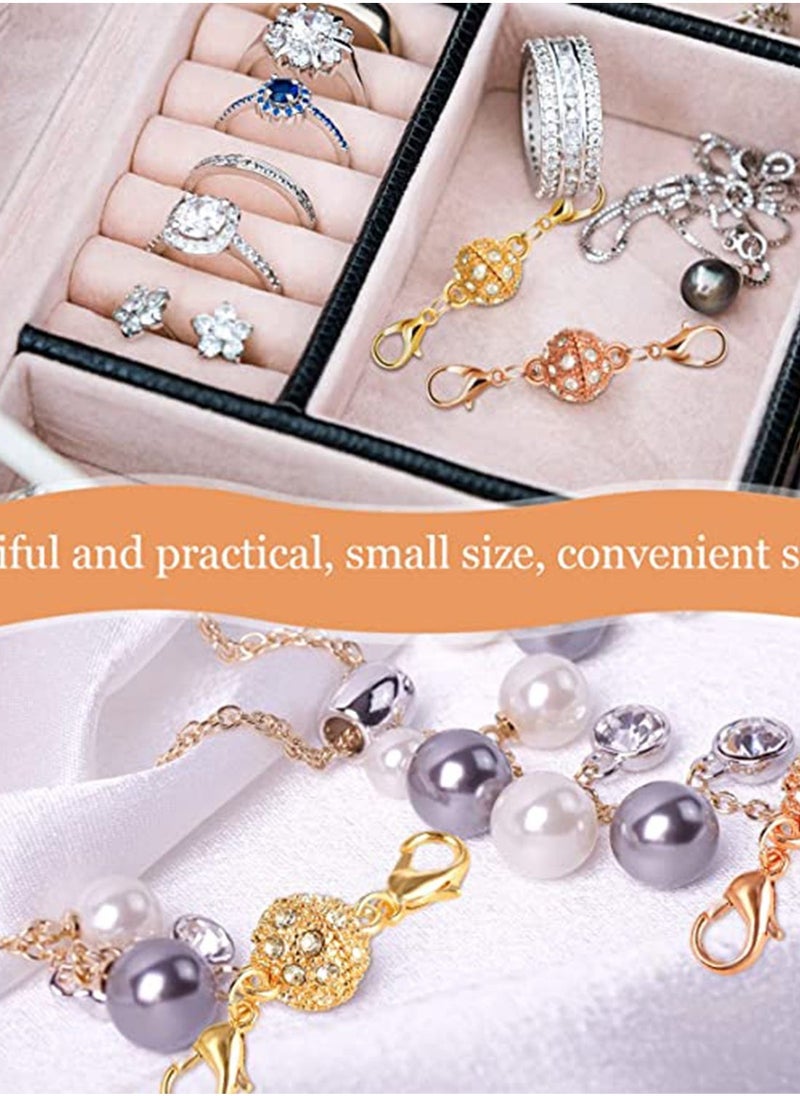 Generic - 8 Pieces Magnetic Clasps for Jewelry Locking Magnetic Rhinestone Clasps Magnetic Necklace Clasp for Jewelry Making Extender - Image 1