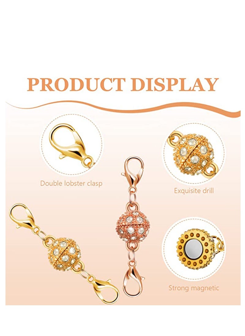 Generic - 8 Pieces Magnetic Clasps for Jewelry Locking Magnetic Rhinestone Clasps Magnetic Necklace Clasp for Jewelry Making Extender - Image 1