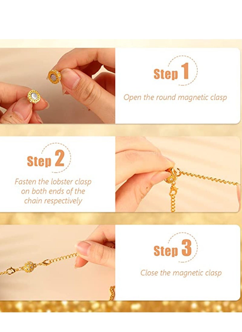 Generic - 8 Pieces Magnetic Clasps for Jewelry Locking Magnetic Rhinestone Clasps Magnetic Necklace Clasp for Jewelry Making Extender - Image 1