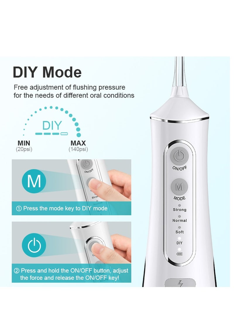 DOSCHER Portable Water Dental Flosser For Teeth Cleaning Dental Oral Irrigator With 4 Modes Scalable 4 Jet Nozzles IPX7 Water Resistance 300ML  - Image 4