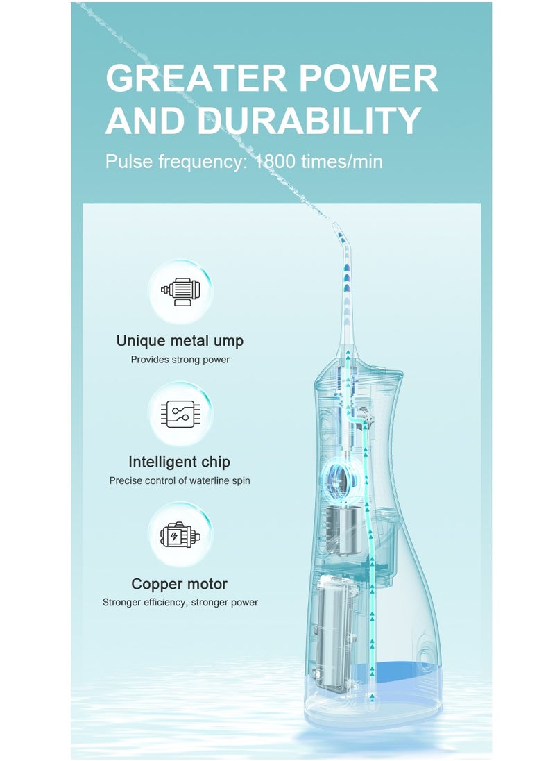 DOSCHER Portable Water Dental Flosser For Teeth Cleaning Dental Oral Irrigator With 4 Modes Scalable 4 Jet Nozzles IPX7 Water Resistance 300ML  - Image 2