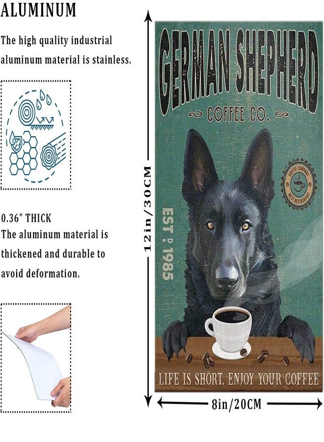 CCPARTON Metal Sign - Black German Shepherd Dog Coffee Company Vintage Retro Aluminum Sign for Home Cafe Kitchen - 8x12 Inches - Image 2
