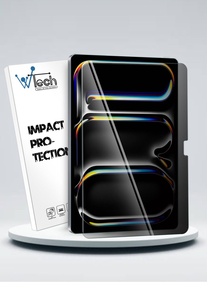 Wtech Premium Series Curved Edges Full Cover Privacy Tempered Glass Screen Protector For Apple iPad Pro 13 5G 2024 (7th Generation) 13 Inch Clear - Image 1
