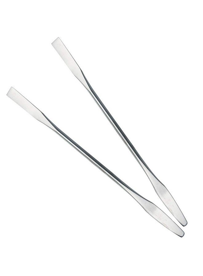 Luzen 2Pcs Stainless Steel Cosmetic Mixing Makeup Spatula Nail Art Palette Stick Stirring Rod Mixer Artist Tool For Beauty Salon Color Cream Mixing Professional And Personal Use Silver - Image 1