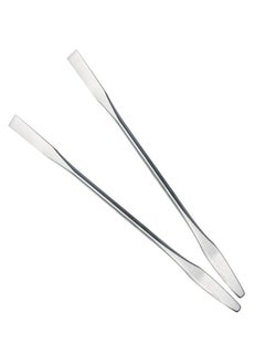 Luzen 2Pcs Stainless Steel Cosmetic Mixing Makeup Spatula Nail Art Palette Stick Stirring Rod Mixer Artist Tool For Beauty Salon Color Cream Mixing Professional And Personal Use Silver  - Image 2