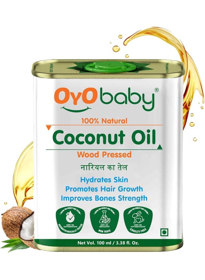 OYO BABY 100% Natural Oil for New Born | Wood Pressed Coconut Oil - Massage, Skin & Hair Oil - 100ml - Image 1