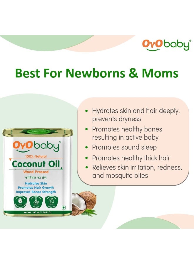 OYO BABY 100% Natural Oil for New Born | Wood Pressed Coconut Oil - Massage, Skin & Hair Oil - 100ml - Image 4