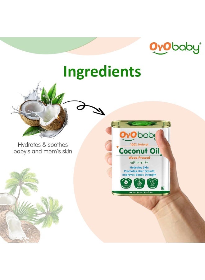OYO BABY 100% Natural Oil for New Born | Wood Pressed Coconut Oil - Massage, Skin & Hair Oil - 100ml - Image 3