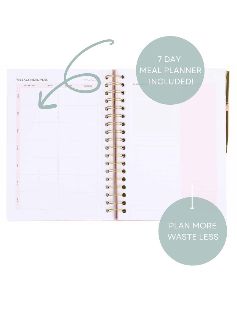 Prickly Pear Achievher 'Rose' Linen Ringbound B5 Size 90 Day Planner, Pen Included  - Image 5