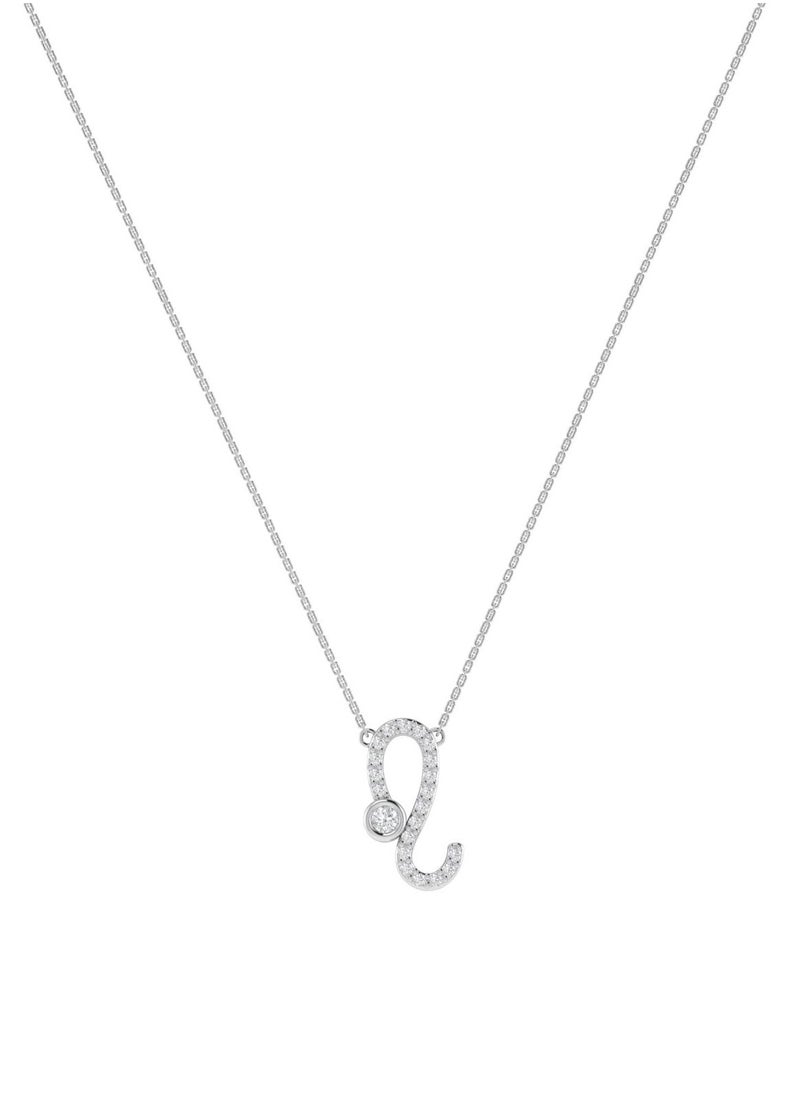 Capri Gold Capri Gold 18K White Gold Leo Zodiac Sign Necklace with Diamonds 