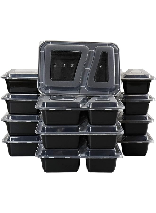 البيادر حاويات إعداد الوجبات 10 عبوات مكونة من مقصورتين مع أغطية، حاويات تخزين الطعام، صندوق بينتو، خالٍ من مادة BPA، قابل للتكديس في غسالة الأطباق في الميكروويف، آمن للاستخدام في الفريزر، 32 أونصة - Image 1