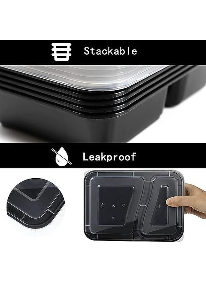 البيادر حاويات إعداد الوجبات 10 عبوات مكونة من مقصورتين مع أغطية، حاويات تخزين الطعام، صندوق بينتو، خالٍ من مادة BPA، قابل للتكديس في غسالة الأطباق في الميكروويف، آمن للاستخدام في الفريزر، 32 أونصة - Image 3