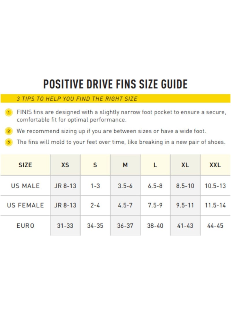 FINIS Positive Drive Swim Fins for All Four Strokes - Ergonomic Fit - Adjustable Heel Strap - Yellow - X-Large - Image 4