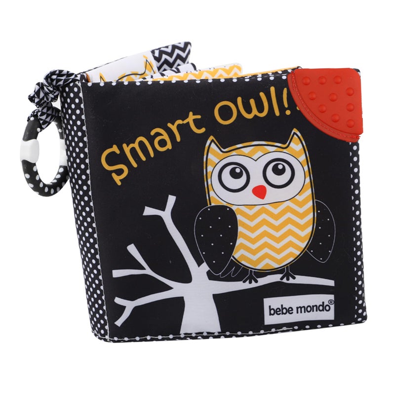 Bebe Mondo Touch and Feel Cloth Crinkle Books for Babies Infant, Baby Books Toys 0-3-6-12 Months, Christmas Shower Baby Gifts, High Contrast Toys,Teething Teethers, Tummy Time Mirror Toys for Boys and Girls-Owl - Image 1