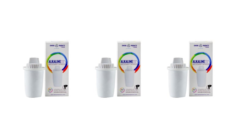 New Wave Enviro Alkaline Pitcher Replacement Cartridge 3 Pack 80 Gallon Filter Life per Cartridge Easy Installation White