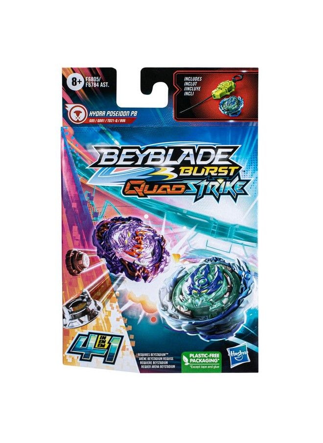 Burst Quadstrike Hydra Poseidon P8 Spinning Top Starter Pack Balance/Defense Type Battling Game With Launcher Kids Toy Set