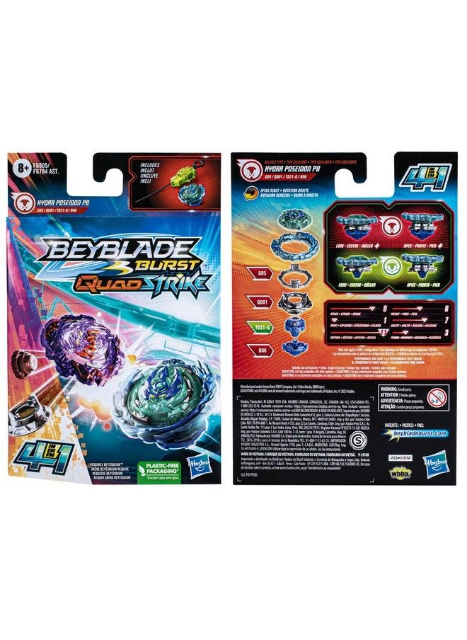 Burst Quadstrike Hydra Poseidon P8 Spinning Top Starter Pack Balance/Defense Type Battling Game With Launcher Kids Toy Set