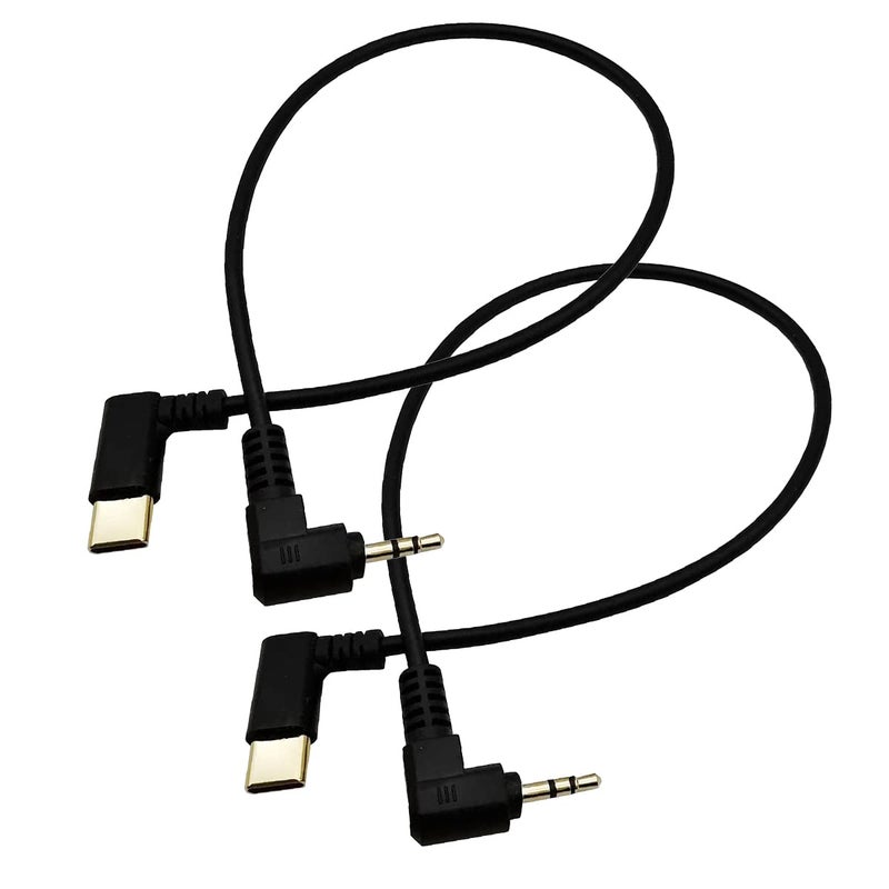 سيدريم كابل صوتي من USB-C إلى 2.5 مم، 2 قطعة، مطلي بالذهب، بزاوية 90 درجة، طول الكابل 12 بوصة/30 سم - Image 1