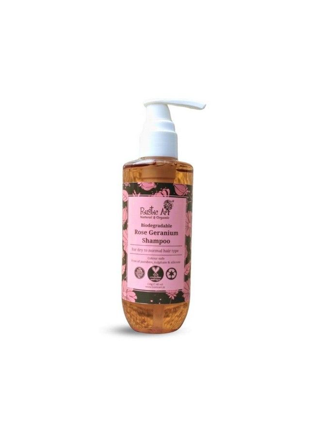 Rustic Art Rose Geranium Shampoo For All Hair Types; Biodegradable Organic; (210 G) - Image 1