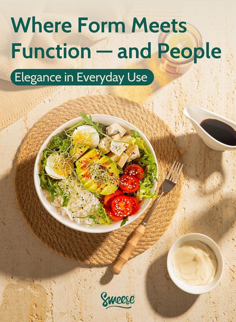 Sweese 42oz Porcelain Serving Bowls - Set of 4, 8-Inch White Bowls for Salad, Soup, Pasta & More - Microwave, Dishwasher & Oven Safe - Image 5