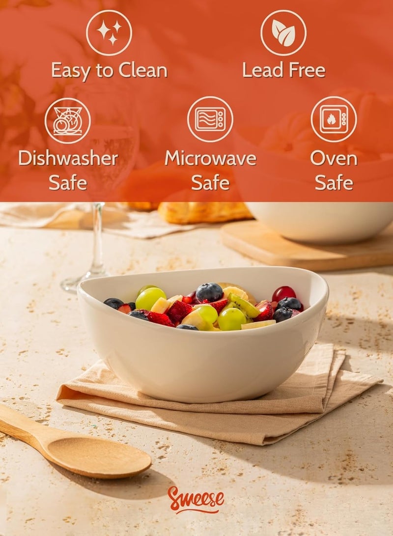 Sweese 42oz Porcelain Serving Bowls - Set of 4, 8-Inch White Bowls for Salad, Soup, Pasta & More - Microwave, Dishwasher & Oven Safe - Image 3