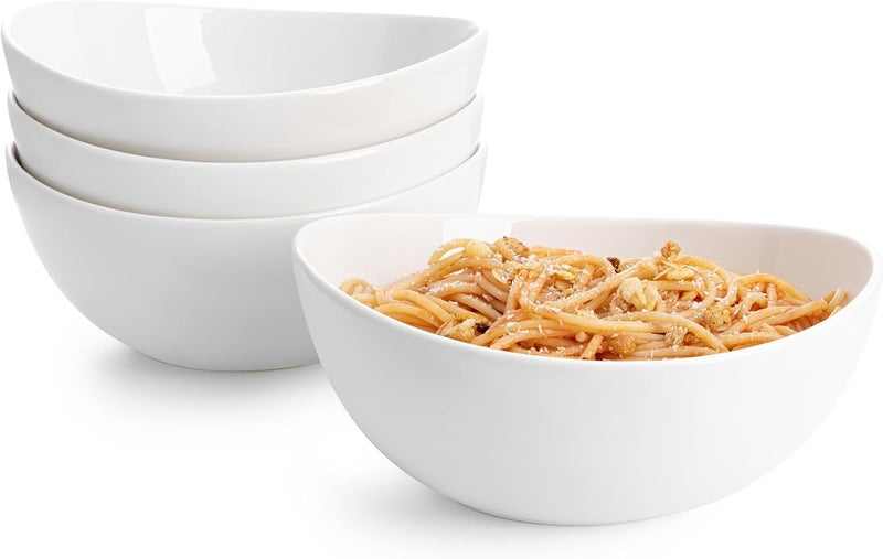 Sweese 42oz Porcelain Serving Bowls - Set of 4, 8-Inch White Bowls for Salad, Soup, Pasta & More - Microwave, Dishwasher & Oven Safe - Image 1
