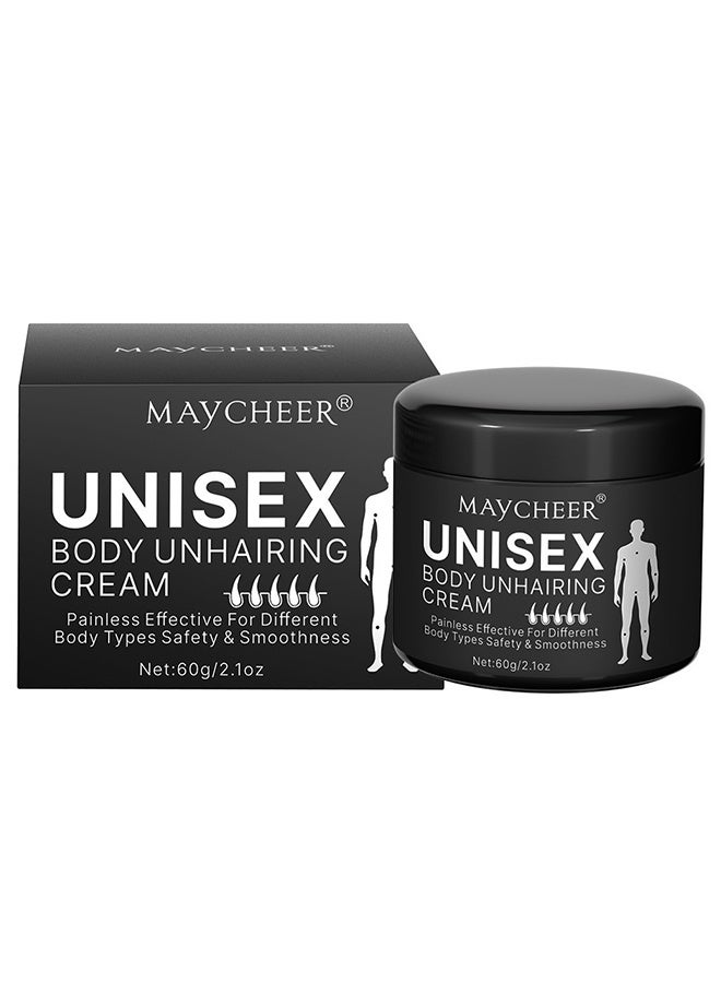 MAYCHEER All Over Body Hair Removal Cream, Gentle Smoothing Arms Legs Underarms No Black Spots 60g - Image 1