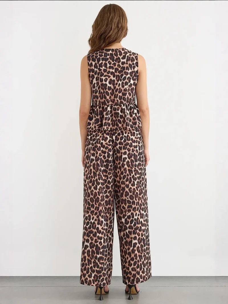 Hiccup Multicolor Regular Fit Leopard Print Bow Detail Blouse for Women | Best Price UAE