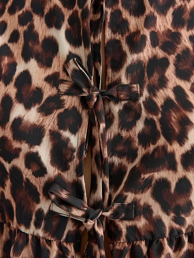 Hiccup Multicolor Regular Fit Leopard Print Bow Detail Blouse for Women | Best Price UAE