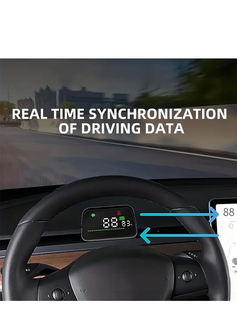 Excefore - Heads up Display with Light Door Gear Indicator Speedometer Digital Alarm Set Speed display Steering display Gear display Braking Monitor HUD for Tesla Model 3 Y 2016-2023 - Image 1