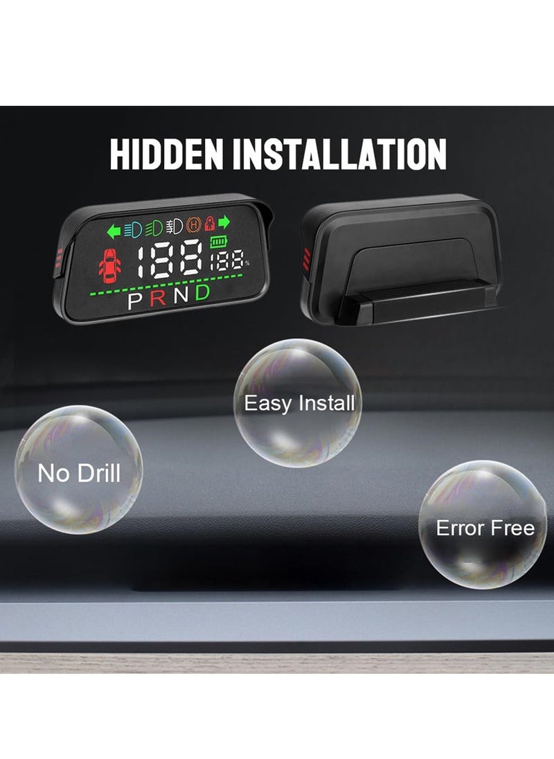 Excefore - Heads up Display with Light Door Gear Indicator Speedometer Digital Alarm Set Speed display Steering display Gear display Braking Monitor HUD for Tesla Model 3 Y 2016-2023 - Image 1