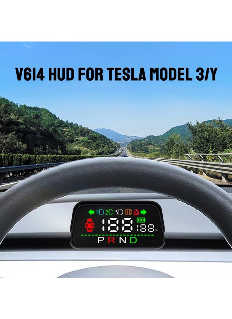 Excefore - Heads up Display with Light Door Gear Indicator Speedometer Digital Alarm Set Speed display Steering display Gear display Braking Monitor HUD for Tesla Model 3 Y 2016-2023 - Image 1