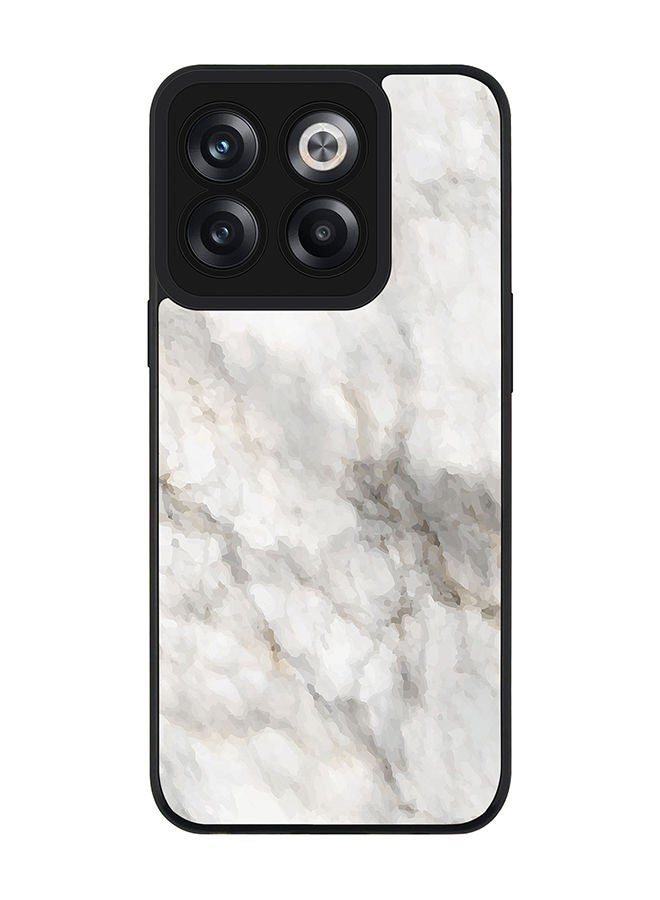Stylizedd Rugged Black edge case for OnePlus 10T Slim fit Soft Case Flexible Rubber Edges Anti Drop TPU Gel Thin Cover - Marble Print Beige Grey - Image 1