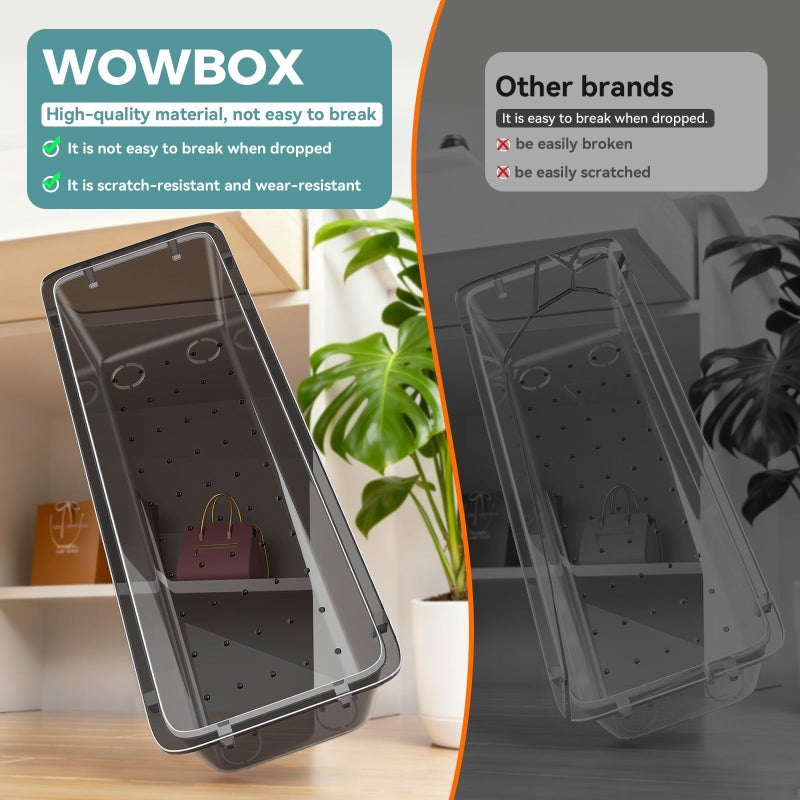 WOWBOX 44 PCS Clear Plastic Drawer Organizer Set, 4 Varied Size storage Bins and Desk Drawer Organizer tool Trays for Makeup, Gadgets, Jewelry and Utensils in Bathroom, Bedroom and Office, Clear Black - Image 4