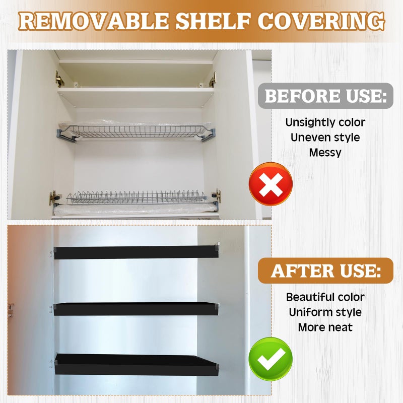 Hoolerry 5 Pcs Wire Shelf Covers Foamed PVC Wire Rack Covers for Removable Closet (Not Wood) Pantry Shelves for Cabinet Bathroom Kitchen Shelving Decoration(Black,36x16inch) - Image 3