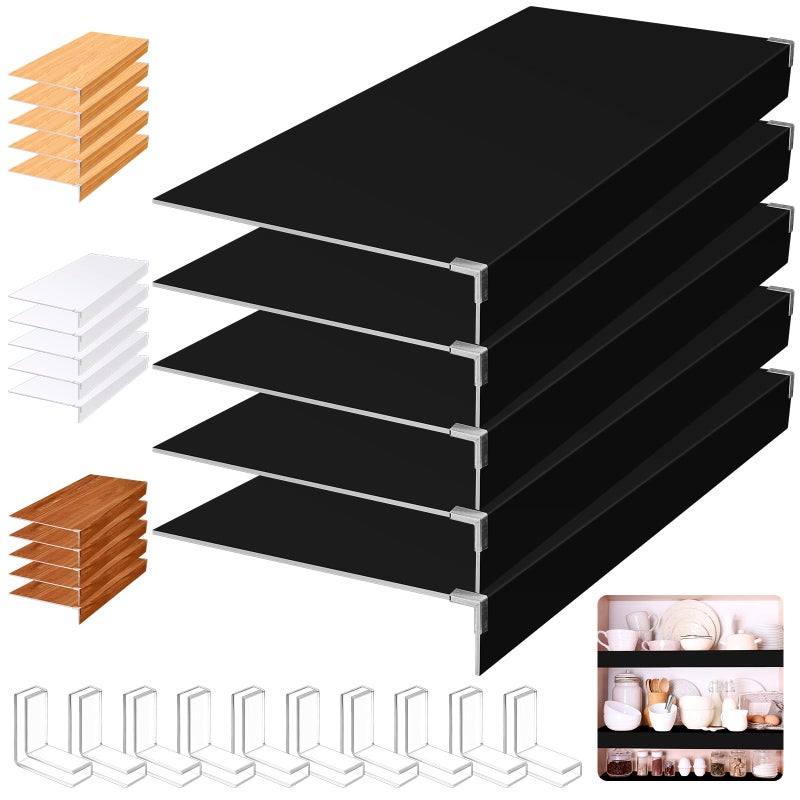 Hoolerry 5 Pcs Wire Shelf Covers Foamed PVC Wire Rack Covers for Removable Closet (Not Wood) Pantry Shelves for Cabinet Bathroom Kitchen Shelving Decoration(Black,36x16inch) - Image 1